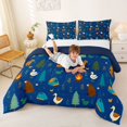 thumbnail image 3 of Manfei Woodland Camping Print Full Size Comforter Sets,Cute Bear Bedding Comforter Set,Navy Blue,Navy Blue Reversible,3 Pieces,1 Comforter and 2 Pillowcases, 3 of 7