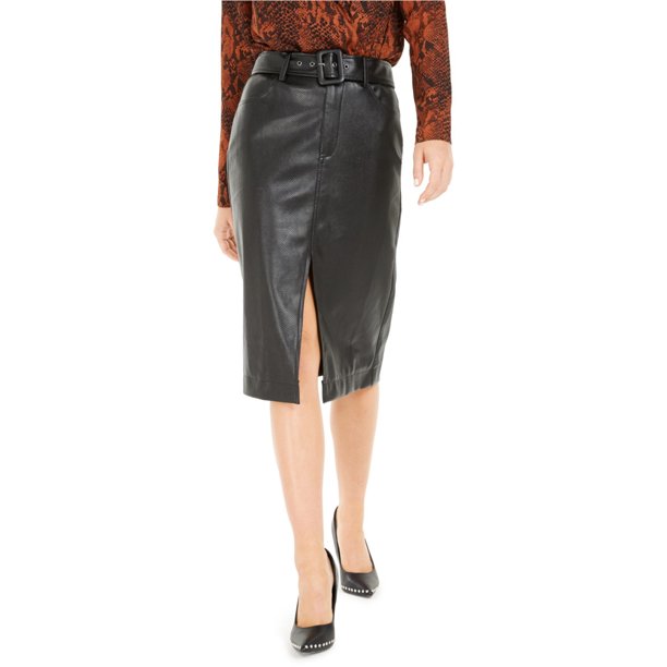 bar III Falda lápiz texturizada para mujer, negro, grande