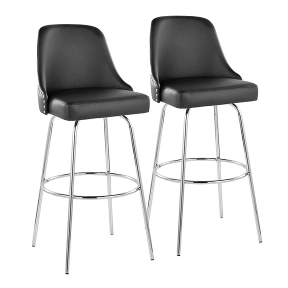 LumiSource Studded Marcel 30" Fixed-Height Barstool - Set of 2