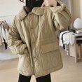 thumbnail image 5 of Abrigos de felpa y gruesos, chaquetas de invierno de solapa de gran tamaño para mujer, ropa de trabajo, cárdigans acolchados vintage holgados e informales de estilo coreano, 5 of 5