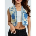 thumbnail image 3 of Women Embroidery Flower Vest, Sleeveless Open Front Casual Outwear Gilet (XS-L), 3 of 9