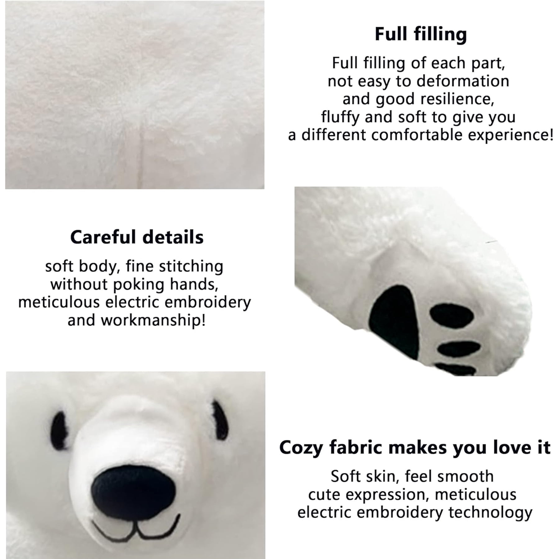 Djungelskog Bear Plush Toy - Soft and Cuddly (31.5 inches, White) - Perfect for Kids and Adults