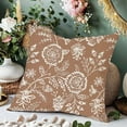 thumbnail image 4 of Jacobean Floral Throw Pillow Covers 18x18 Inch Taupe Vintage Cottage Outdoor Farmhouse Decorations Decorative Throw Pillows Cases Set of 2 for Home Bed Living Room Couch Decor, 4 of 6
