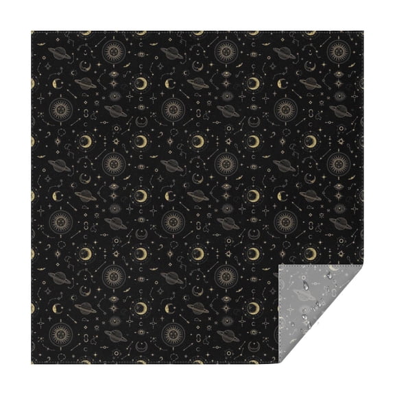 Black Gold Planet Moon Eye Pattern Square Tablecloth,Waterproof Square Table Cover,Wipeable Spillproof Washable Table Cover for Home Kitchen Party Decor 42"X42"(107x107cm)