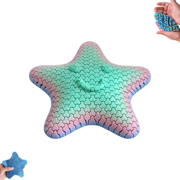 1pcs 3D Printed Flexi Playful Star, Sensory Fidget Star, Fidget Toys for Anxiety, Transformable Star for Stress Relief, Cute Desk Decor, Fun Handheld Gift for Home Office and Traval（x）
