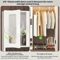thumbnail image 6 of iSunirm 5FT Walk-in Closet System with Drawers & Doors, 60'' Wooden Wardrobe Closet with Hanging Rod, Heavy Duty Closet Organizer Garment Rack for Bedroom/Closet, 60"L x 80"H x 15"W, White, 6 of 7