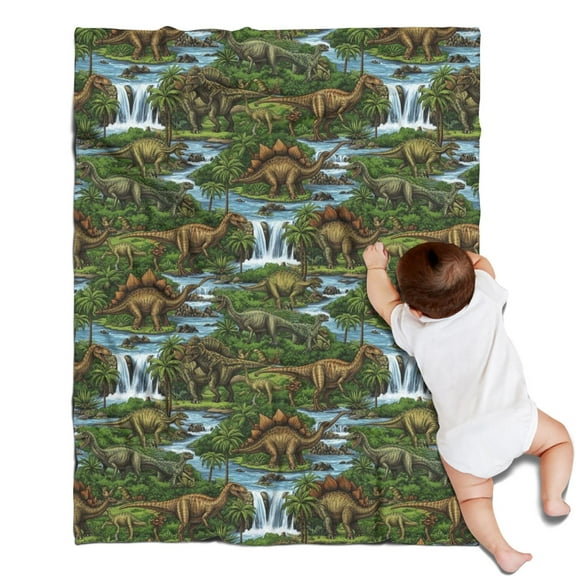 Colorful Dinosaurs Waterfall Landscape Pattern Blanket,Comfortable Soft Lamb Wool Throw Blanket,All Season,Warm Lightweight Blankets for Sofa Bed Couch Living Room Chair,30"x40"
