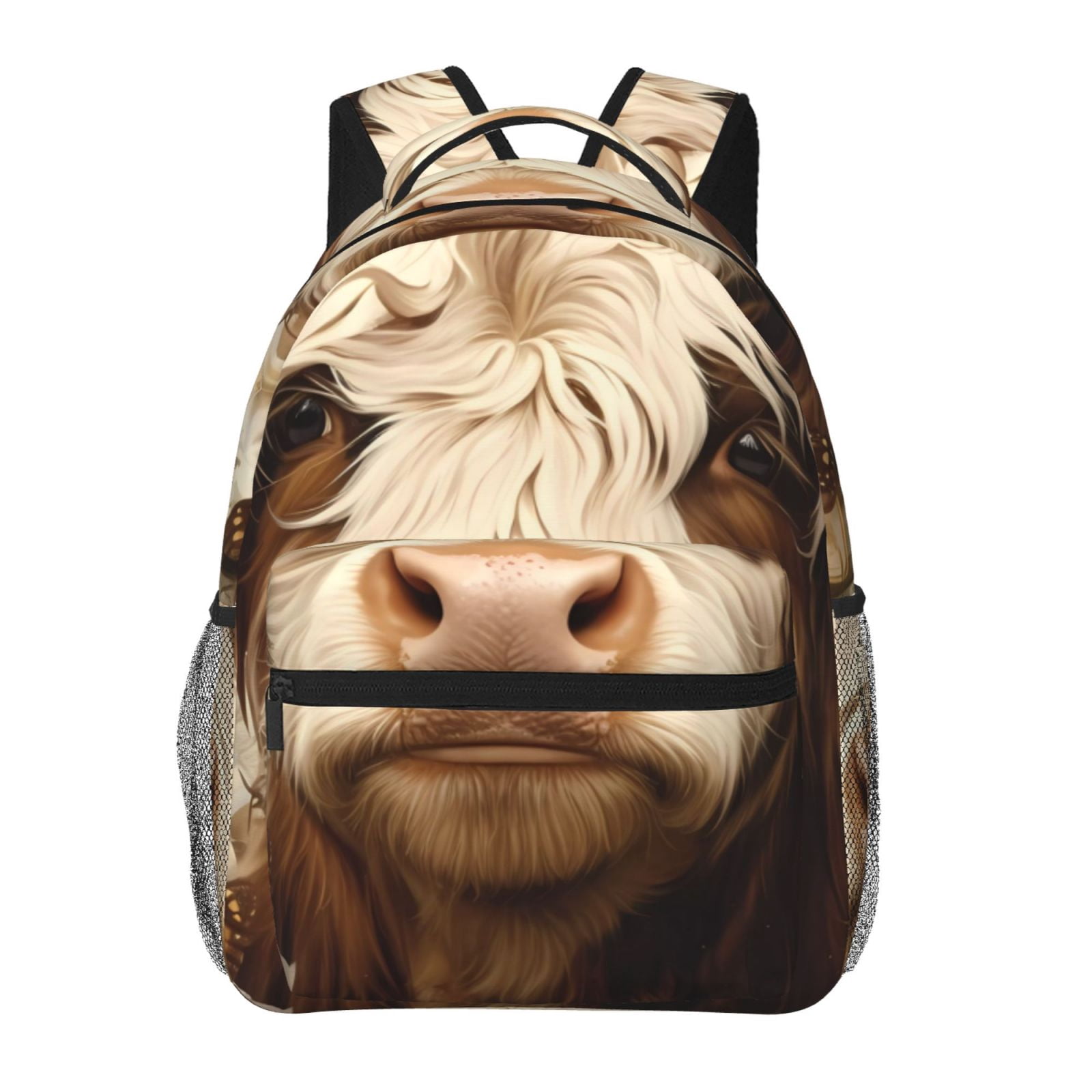 Ratiio Butterfly Cow Barrel Print Eco-Friendly Casual Backpack, Water-Resistant Polyester Canvas Daypack with Smooth Zippers, Comfortable & Durable Travel Bag with Laptop Compartment
