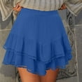 thumbnail image 4 of BiZtdJrK Womens Cotton Mini Skirt Ruffle Lace Trim Elastic High Waist Casual Skirts Flowy Summer Beach Skirts on sale and clearance Blue XXL, 4 of 10