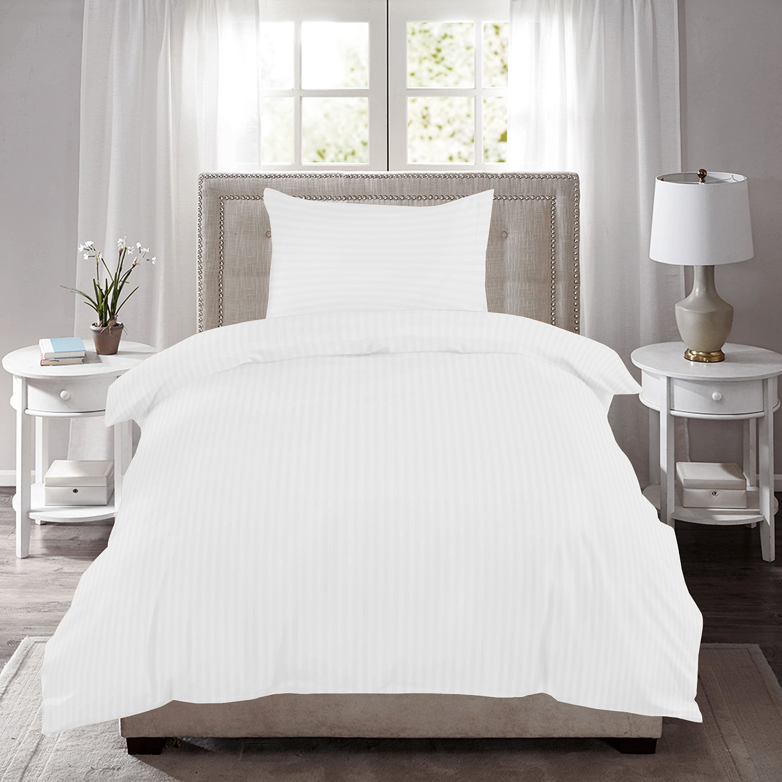 Peave Uitstroom drijvend HUESLAND by Ahmedabad Cotton 220 TC Single Bed Sheet with 1 Pillow Cover  Striped Cotton Sateen Collection - 60 x 90 inches, White - Walmart.com