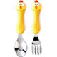 thumbnail image 1 of Juego de tenedor y cuchara de acero inoxidable con diseño de figura linda, estuche de viaje portátil que promueve la independencia para utensilios de entrenamiento de autoalimentación para niños, 1 of 5