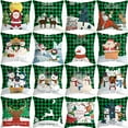 thumbnail image 2 of Yidarton Christmas Linen Pillowcase Green Plaid Car Sofa Cushion Cover Printing Pattern Short Plush Pillow Cover, 2 of 6
