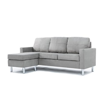 Modern Soft Brush Microfiber Sectional Sofa Small Space Configurable Couch Grey Com Modern Soft Brush Microfiber Sectional, Modern Microfiber Sectional Sofa Small Space Configurable Grey