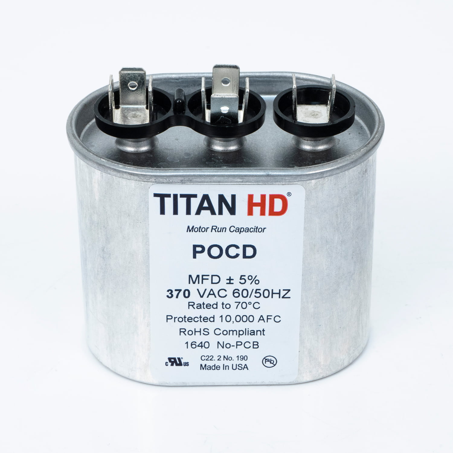 TITAN HD RUN CAPACITOR 10MFD 370VAC 10-370 CAP 12008 12908 MADE IN USA POC10A 