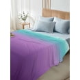 thumbnail image 4 of Full Size Flat Sheet Only, Teal Purple Ombre Soft Brushed Microfiber Bed Sheets, Modern Geometric Striped Abstract Art Hotel Quality Breathable Bedding Top Sheet, Easy Care, 81"x96", 4 of 9