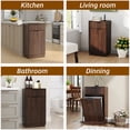 thumbnail image 5 of Hassch Farmhouse Tilt-Out Trash Can Cabinet with Drawer, Walnut Woodgrain Waste Bin Storage Organizer with Metal Handle, Space-Saving Hidden Garbage Holder for Kitchen, Bathroom, Living Room, 5 of 10