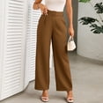 thumbnail image 2 of ATENAR Womens Pants,Straight Leg Pants Women,Dress Pants,Loose,Easy Care,Solid,Comfortable,Coffee,M(US:6), 2 of 10