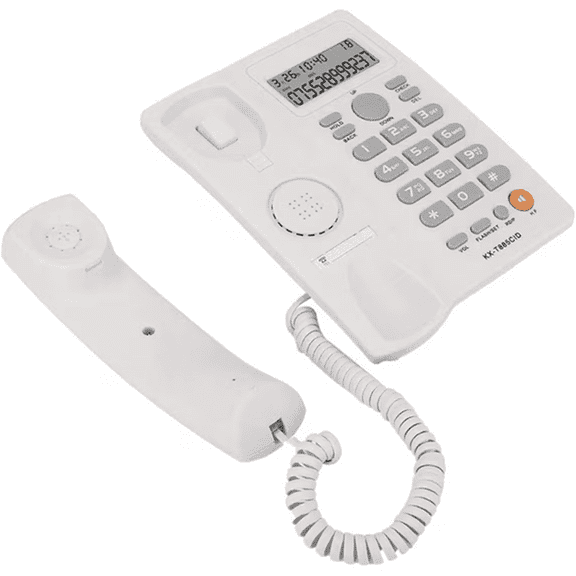 The Wired Telephone with Caller ID Function, Equipped with Speaker, Can Be Used as Desk Phone, Suitable for Home, Hotel, and Office Landline Phones (White)