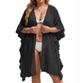 thumbnail image 2 of Favoffer Womens Plus Size Cardigan Ruffled Open Front Casual Cover Up Loose Fit Lightweight Kimono for Beach Pool Vacation, 2 of 6
