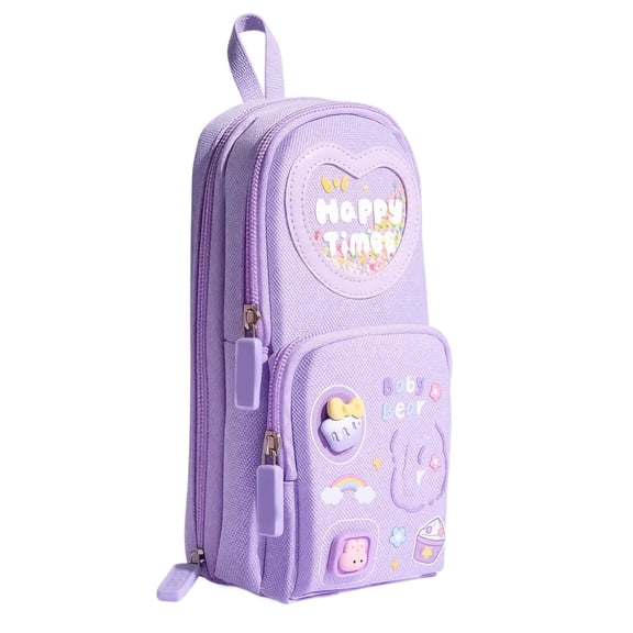 Cute Pencil Case for Girls Large Zippered Pen Pouch Organizer with Aesthetic Design Backpack Style Stationery Box for Kids School