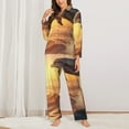 thumbnail image 2 of Honeii Sunset Dancing Dolphin A print Women's Pajama Sets Long Sleeve Button Down Sleepwear Nightwear Soft Pjs Lounge Sets-X-Large, 2 of 7