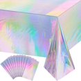 thumbnail image 1 of LAICAIW 12 Pack Iridescence Plastic Tablecloths Shiny Disposable Laser Rectangle Table Covers Holographic Foil Tablecloth Iridescent Party Decoration Birthday Bridal Wedding Christmas 54" x 108"(Las, 1 of 7