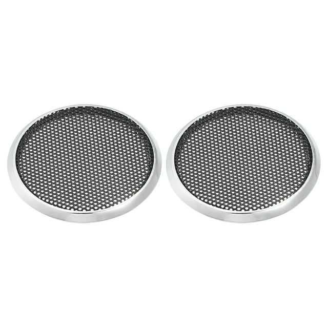 Unique Bargains 2 Pcs 1.5' Car Speaker Grills Cover Mesh Round 1.5 Inch Audio Subwoofer Protector Iron Silver Tone