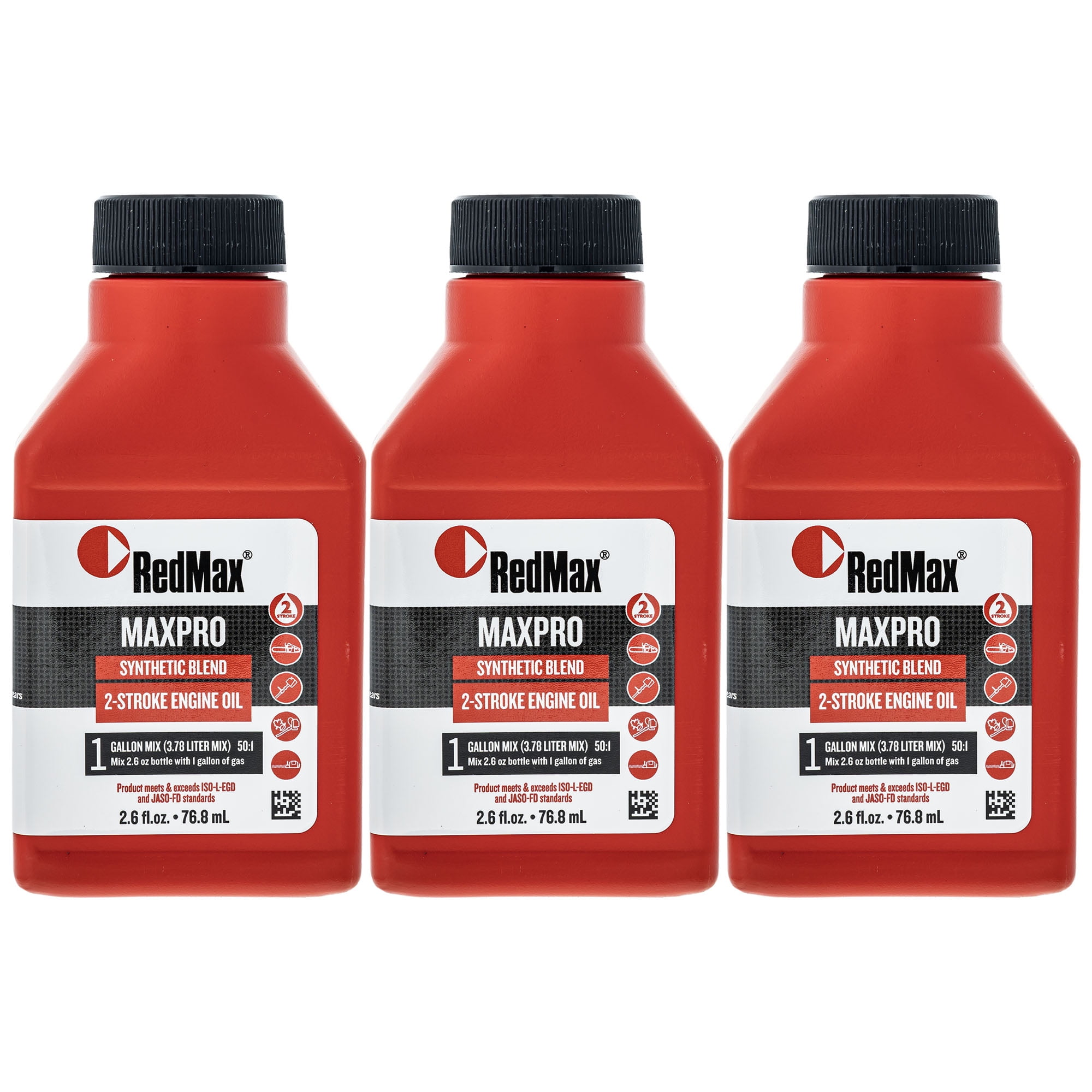 RedMax Synthetic 2 Stroke Cycle Oil with Fuel Stabilizer, 2.6oz Bottles, 50:1  Gas Mixture, 12 Pack