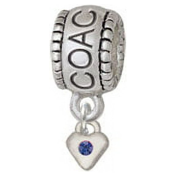Mini Blue Birthday Crystal Heart - Coach Charm Bead