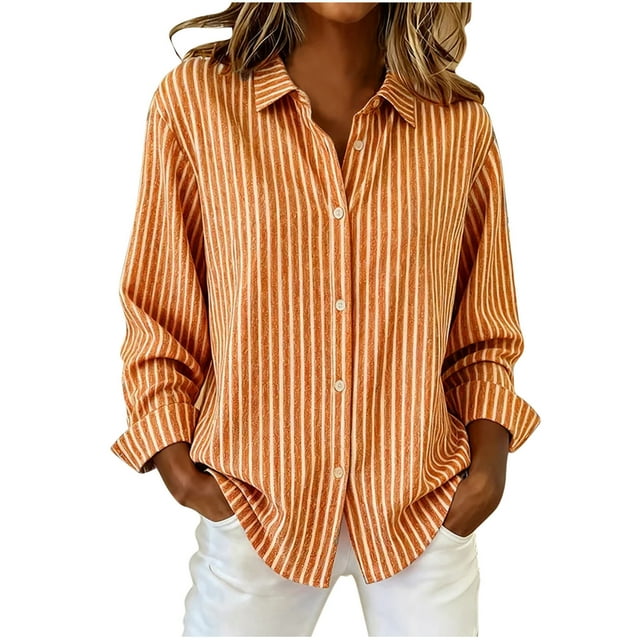 Women's Long Sleeve Shirts, Solid Casual Button-Up Tops