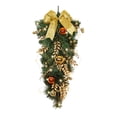 thumbnail image 1 of Corona colgante de puerta de al revés de Navidad, lazos exquisitos para festivales, decoración navideña, corona navideña para ventanas de Amarillo con luz, 1 of 8