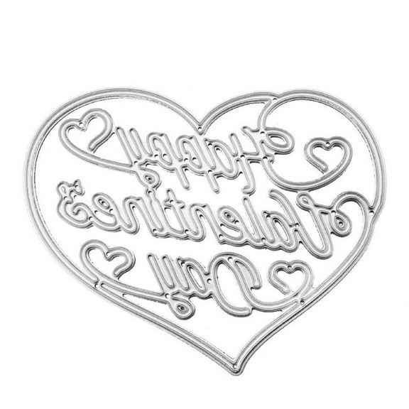 MANNYA Heart Happy Valentines Day Metal Cutting Dies Stencil Scrapbooking DIY Album Stamp Paper Card Embossing Decor Craft
