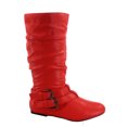 thumbnail image 1 of Sonny-54 Women's Caual Side Zip Buckles Slouch Flat Heel Mid Calf Round Toe Boots ( Red, 11), 1 of 2