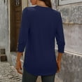thumbnail image 4 of 3/4 Length Sleeve Womens Tops with Button Cuffs Dressy Casual V Neck Summer Outfits Early Fall Fashion Clothes 2025 Navy 2XL, 4 of 8