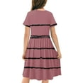 thumbnail image 4 of LLYwey Easter Dresses for Girls 10-12, Vintage Dress for Girls Summer Polka Dots Short Sleeve Collared Casual Sundress with Belted Pleated A-Line Evening Wedding Party Sundress, By-43, Pinks, 11T, 4 of 7