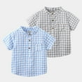 thumbnail image 4 of WOLLED Toddler Baby Boys Short Sleeve Button down Shirt Summer Casual Plaid Shirt for 1-6Y, 4 of 10