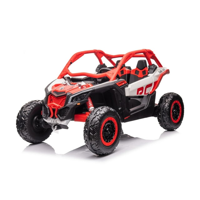 Officiellement Licencié LX Performance Can-Am Maverick 2x24V 4WD Edition Ensemble 2 Places Buggy pour Enfants à Chevaucher Roues Eva Sièges en Cuir RC