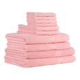 thumbnail image 3 of Mainstays 10 Piece 100% Cotton Towel Set, 2 Bath Sheets, 2 Bath 2 Hand and 4 Washcloths, Super Soft and Highly Absorbent Basic Solid Towel Set for Bathroom, Hotels, Spa and Gym – Pink, 3 of 7