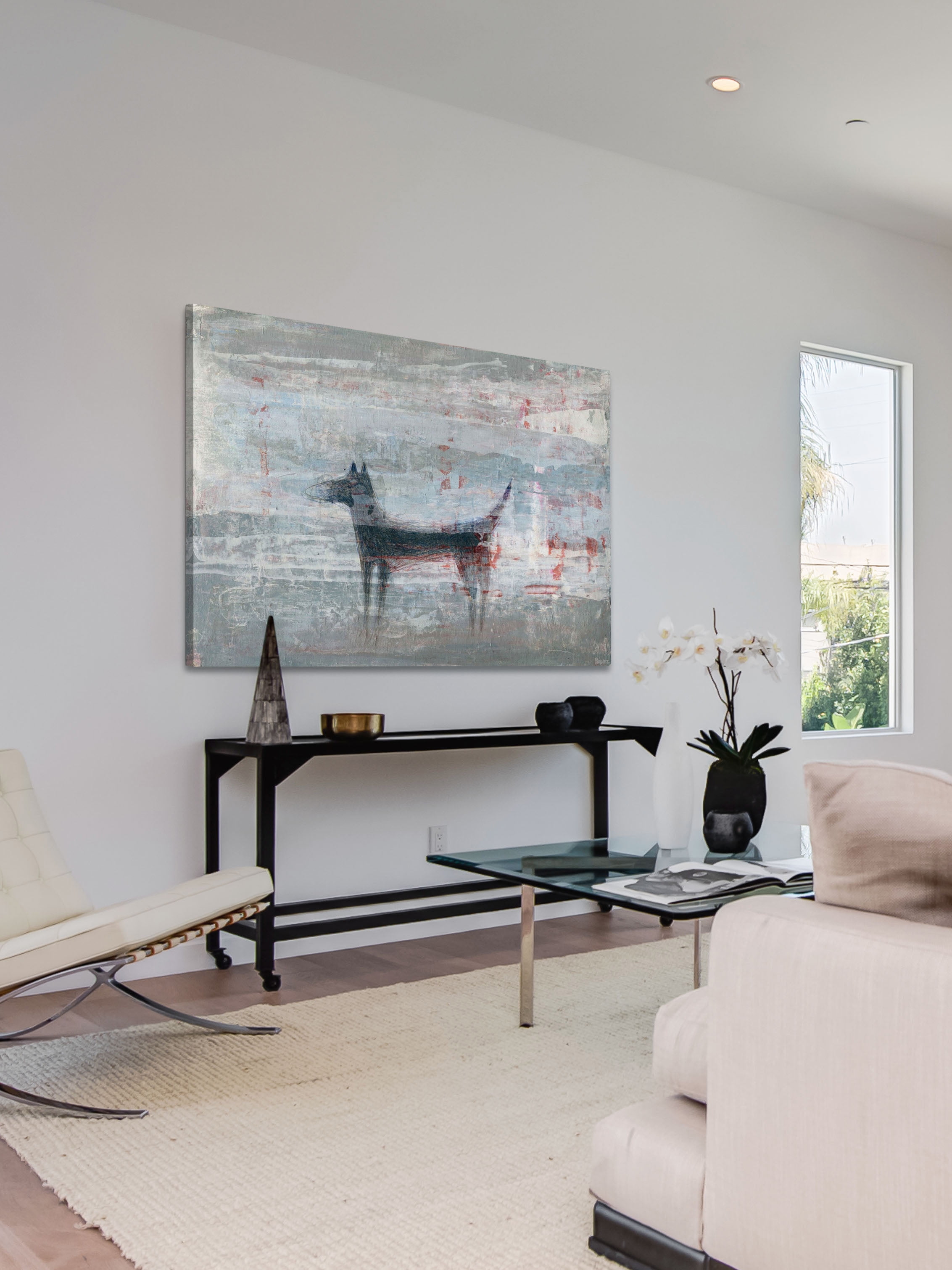 "Dark Dog" Painting Print on Wrapped Canvas