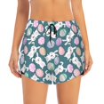 thumbnail image 2 of Balery Cute Rabbit Easter Pantalones cortos deportivos para mujer con forro y dos bolsillos, elásticos, para entrenamiento, gimnasio, yoga-Large, 2 of 7