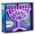 thumbnail image 3 of Ner Mitzvah, 6" Standard Size, Colored Rounded Hannukah Candle Menorah - Purple Color, 3 of 4