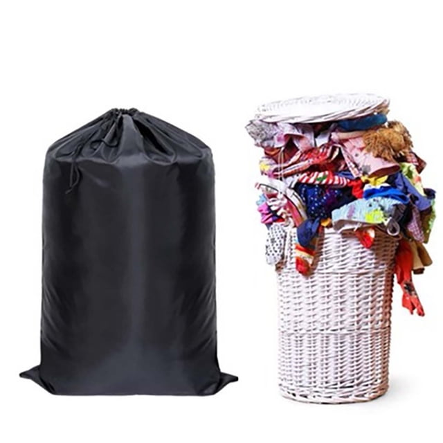 Cqxid Home Textile Storage Under $10 Dirty Laundry Bag 31x47.2 Inch Polyester Oversized Heavy Duty Laundry Bag With Drawstring Black