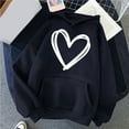 thumbnail image 4 of yievot Women Hoodies Women's Comfortable Sweater Heart Pattern Printed Women's Hooded Pocket Drawstring Sweater, 4 of 4