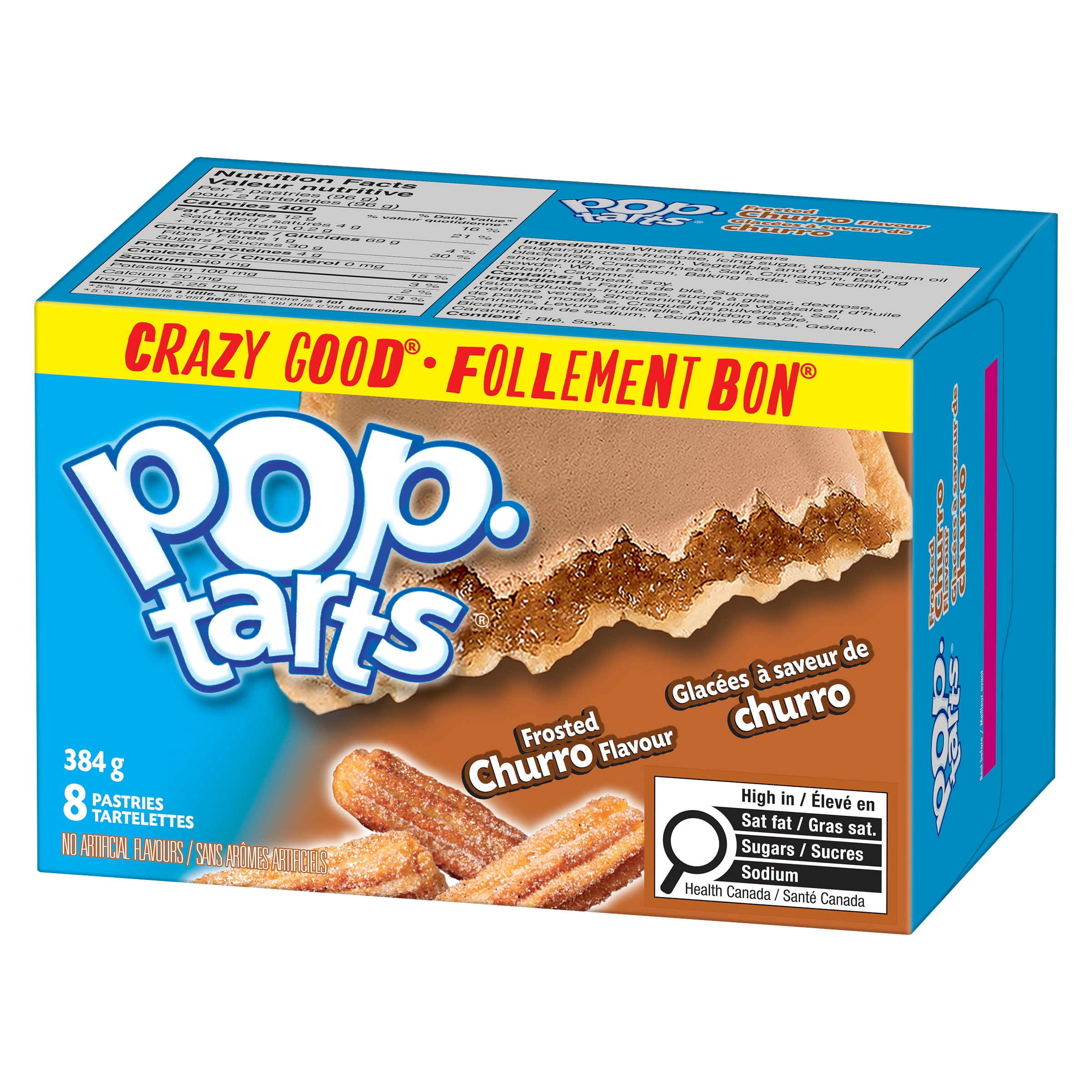 Pop-Tarts® Frosted Churro Flavour Pastries, 384 g, 8 Pastries, PT BRWN SGR CINN PSTRS 8CT 384GMX12
