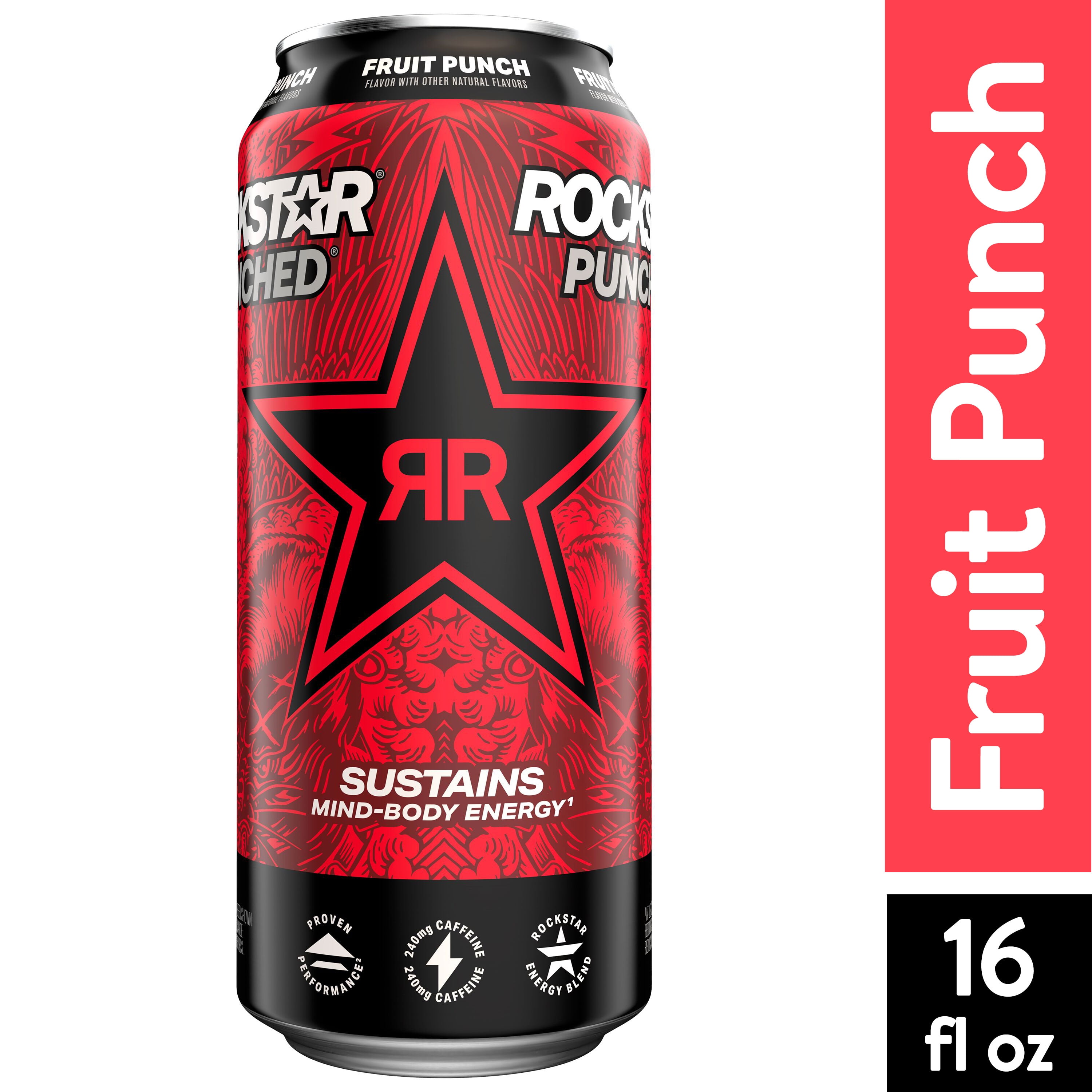 Rockstar Punched Fruit Punch Energy Drink 16 oz Can Bold Tropical