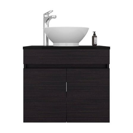 Depot E-Shop Capac Bathroom Vanity, 2 Doors, Black Wengue