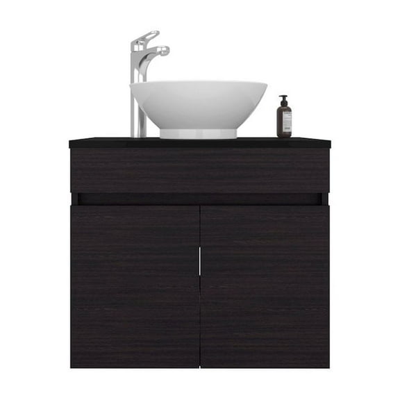 Depot E-Shop Capac Bathroom Vanity, 2 Doors, Black Wengue
