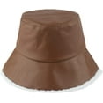 thumbnail image 3 of CoCopeaunts Bucket Hat for Women Autumn Winter Faux Leather Lambswool Fleece Warm Basin Hat Fashion Two Side Wear Fisherman Hat, 3 of 8