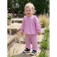 thumbnail image 4 of Cjfdfy Toddler Baby Girls Plaid Outfit Fashionable Long Sleeve Doll Collar Tops With Pants 2Pcs Fall Set Cute Pink Brown Plaid Fall Winter Outfit Size 6M-4Y, 4 of 9