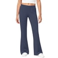 thumbnail image 2 of biudgviw Girls Flare Leg Pants Casual Workout Pull On Pants Children Elastic Waist Dance Yoga Pants for Daily Wear(Navy,5-6 Years), 2 of 7